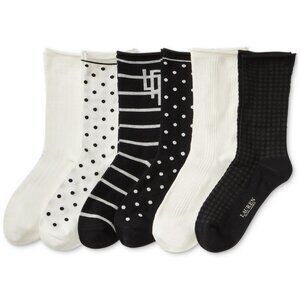 Lauren Ralph Lauren Women's 6-Pk. Glen Plaid Texture Roll-Top Socks - Assorted